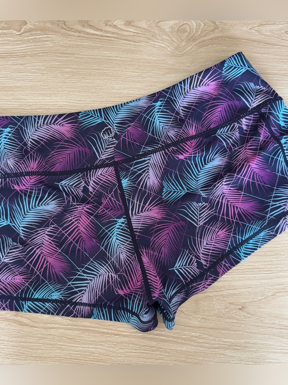 Feed Me Fight Me XXL Palm Print Bike Shorts Purple Blue Tropical Beach Active